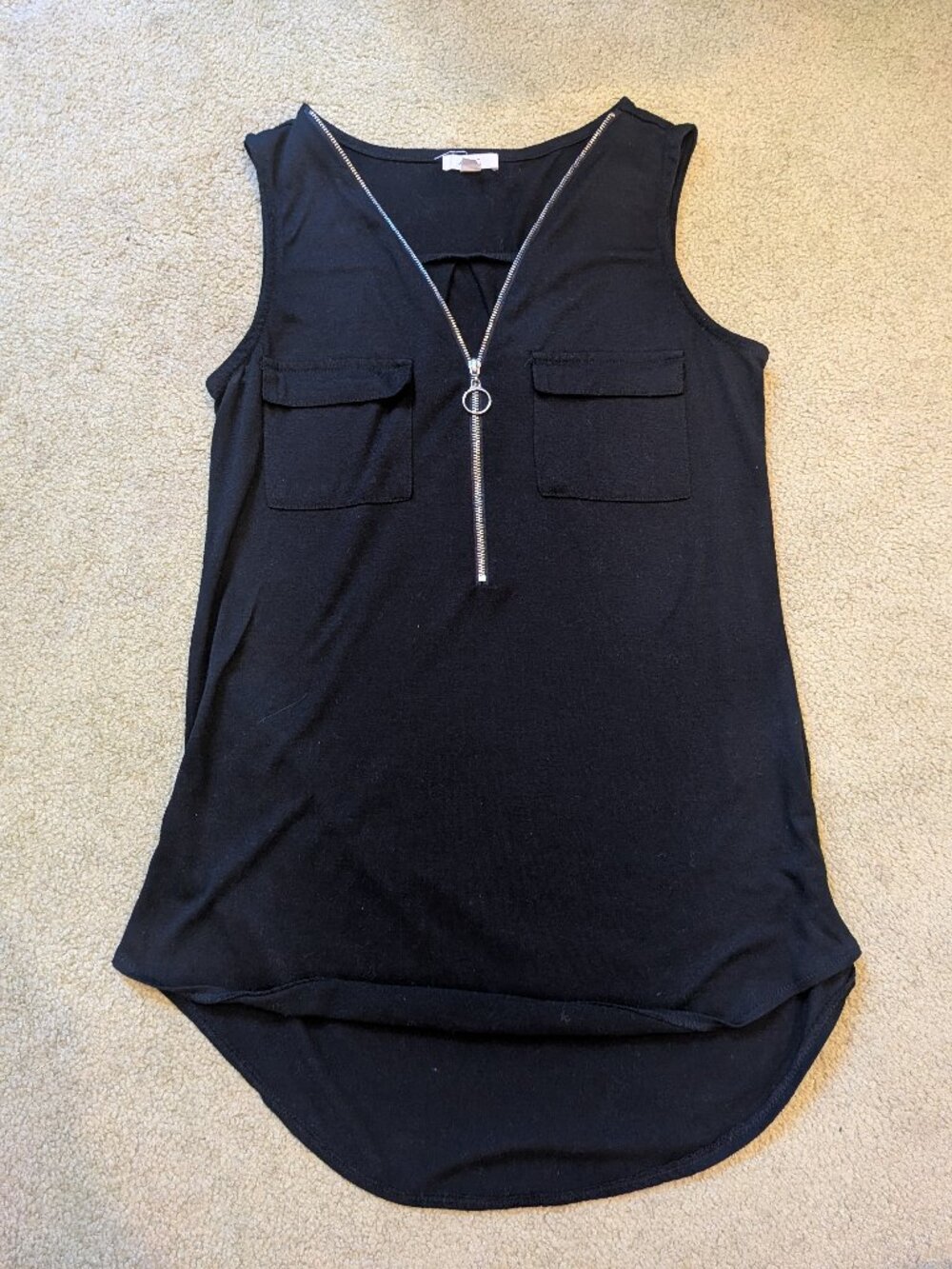 Black zippered tank top